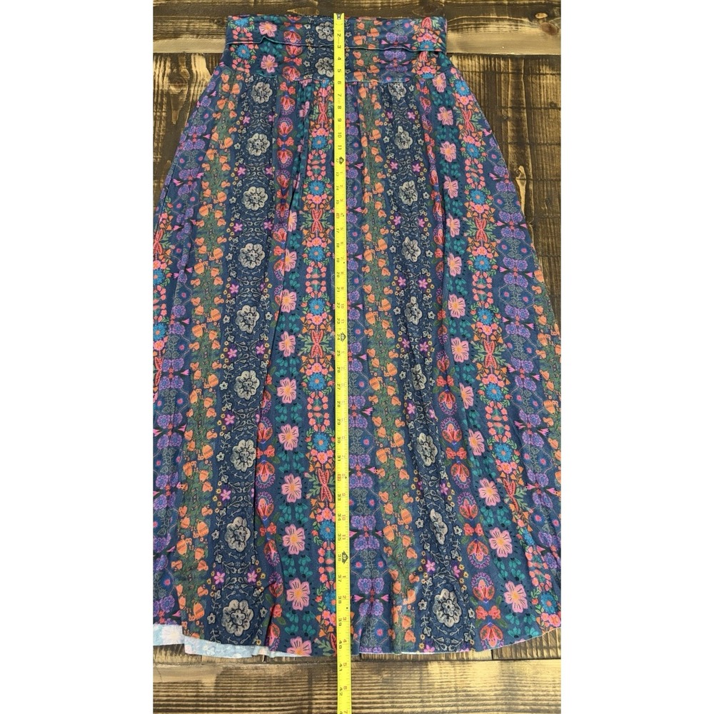 Natural Life Floral Boho Maxi Skirt XL Foldover Waist Stretch Festival READ - Picture 6 of 7